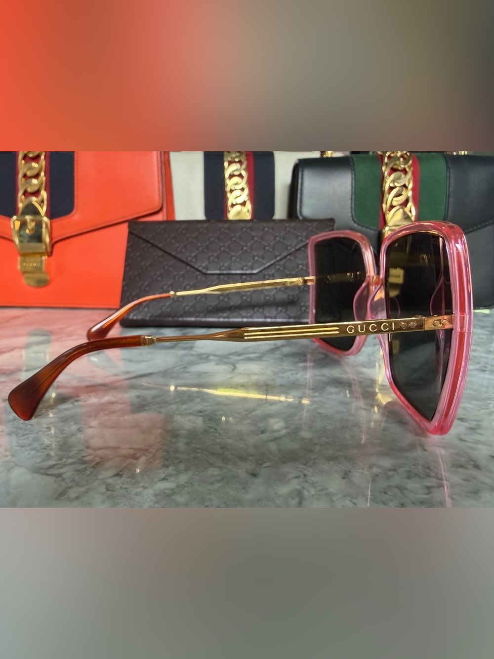 Authentic Gucci Pink Oversized Sunglasses - Picture 2 of 6